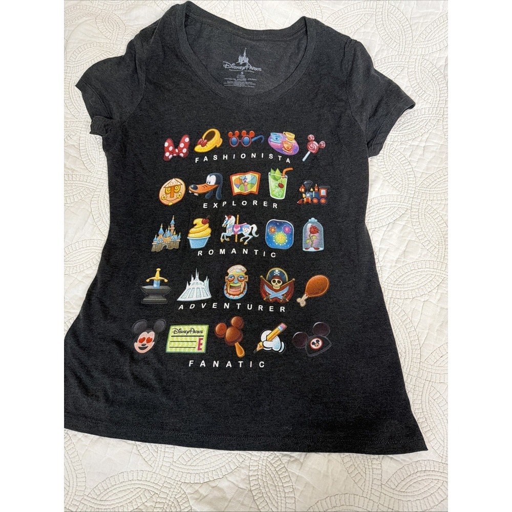 Disney Parks Authentic Original Emoji Graphic T-Shirt Women's SMALL Black